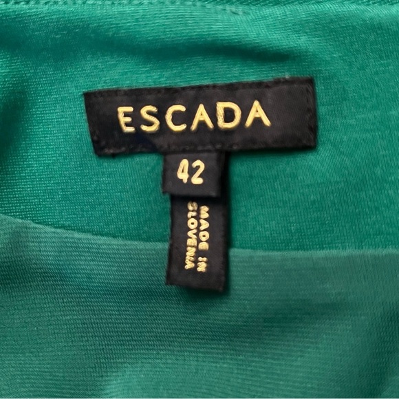 Escada Double Zip Leaf Green Sheath Dress Geometric Women’s Size EU 42 US 10 - Picture 7 of 8